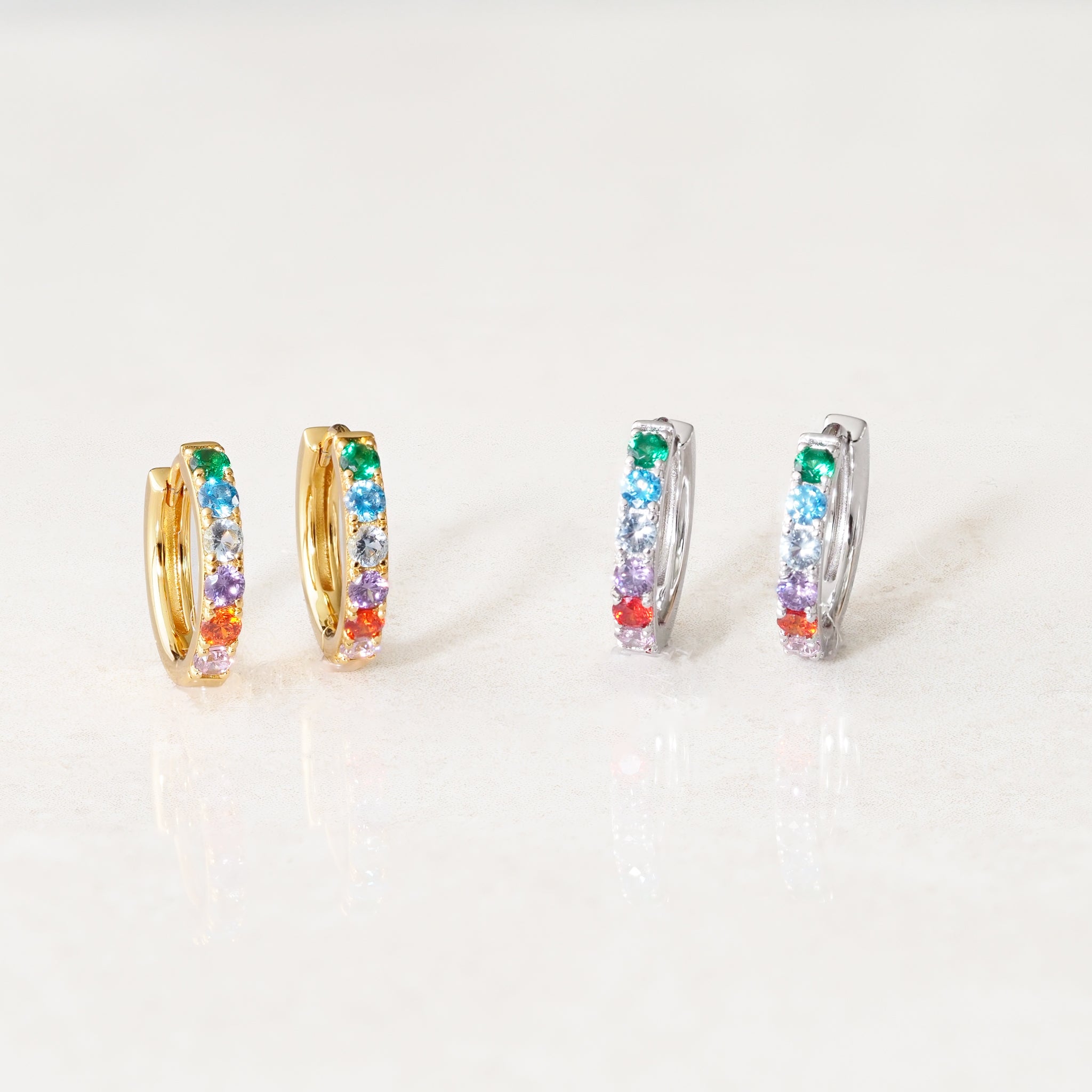 Rainbow Pride Huggie Earrings LGBT jewelry, gold and silver