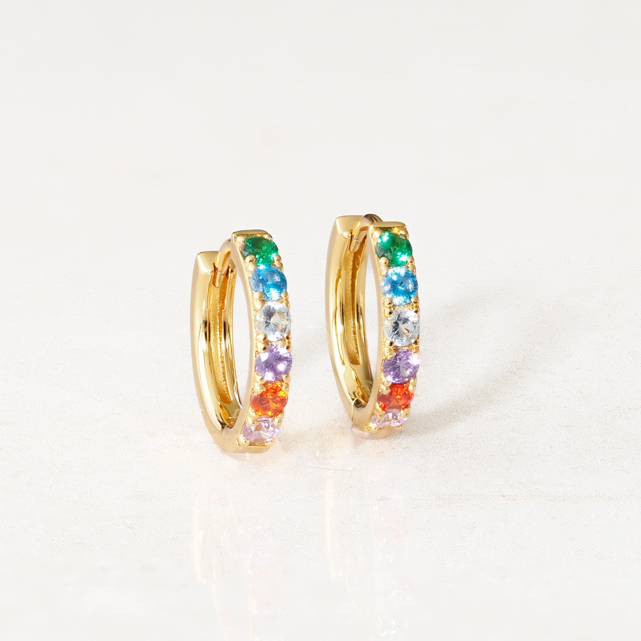Rainbow Pride Huggie Earrings LGBT jewelry, gold
