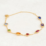 rainbow bracelet with gemstones featuring colours from the rainbow pride flag, front on