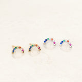 rainbow colour and rainbow shape earrings - pride jewellery collection - wide