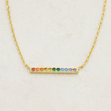 Rainbow Necklace, Pride Necklace, Line Style, straight angle