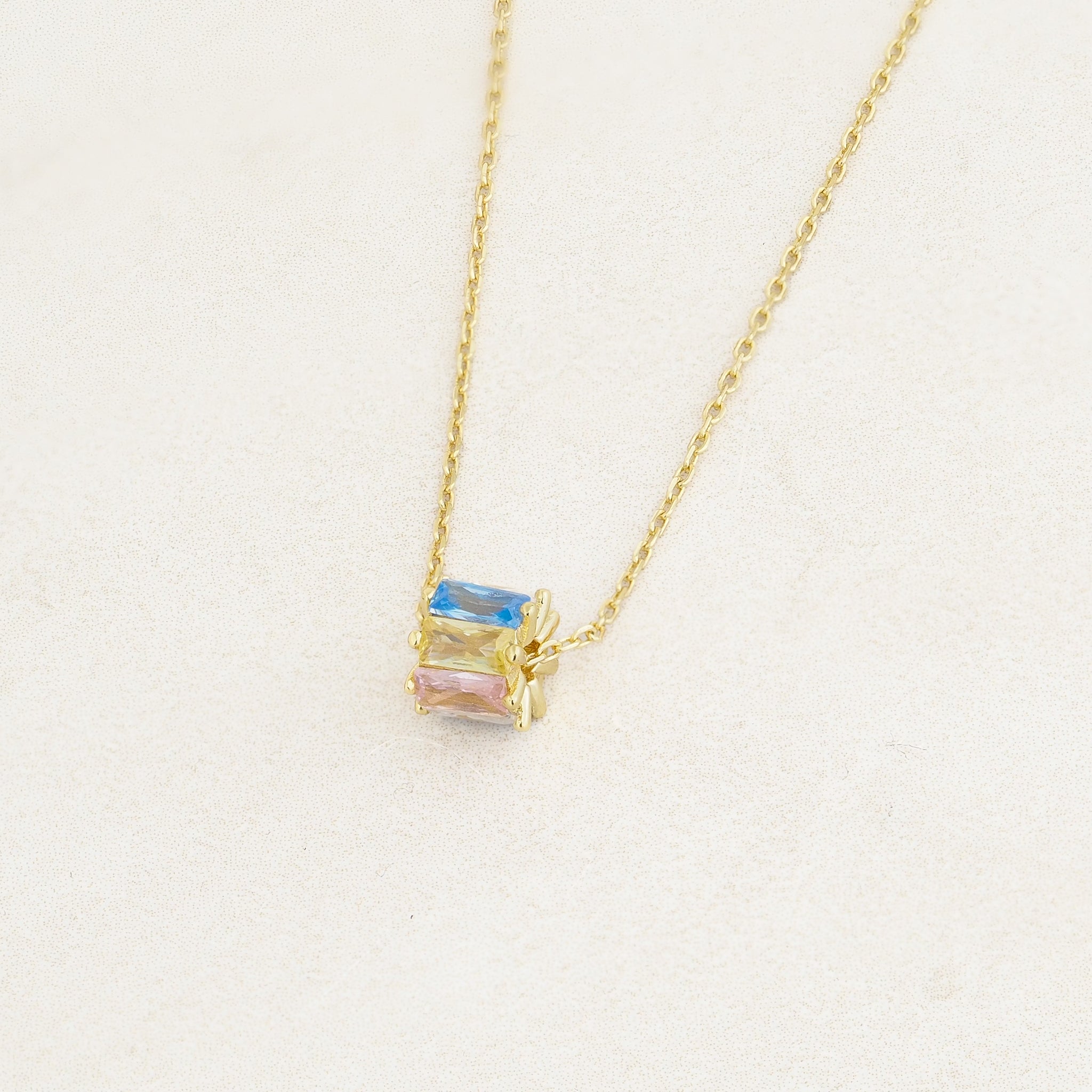 Pansexual revolve necklace featuring colours of the Pansexual flag, right