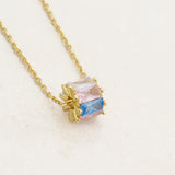 Transgender necklace, subtle, pride jewelry, featuring colours from the transgender flag, close