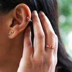 Rainbow Pride baguette huggie Earrings LGBT jewelry, model