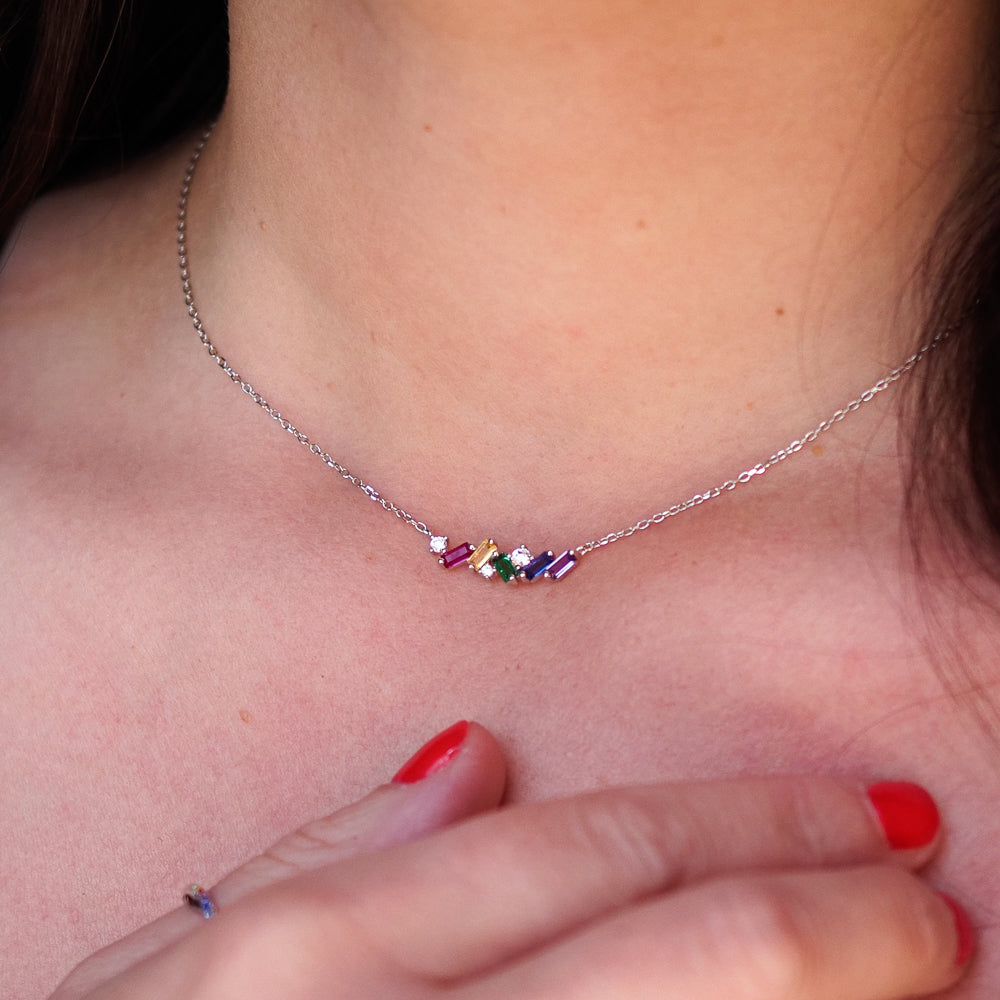 rainbow pride necklace as part of pride jewellery collection