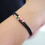 lesbian bracelet lesbian bead bracelet lesbian flag jewellery, with pride flag bracelet on model