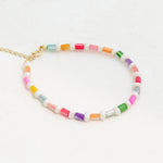 Rainbow Freshwater pearl bracelet with pride flag colours and rainbow design, front shot