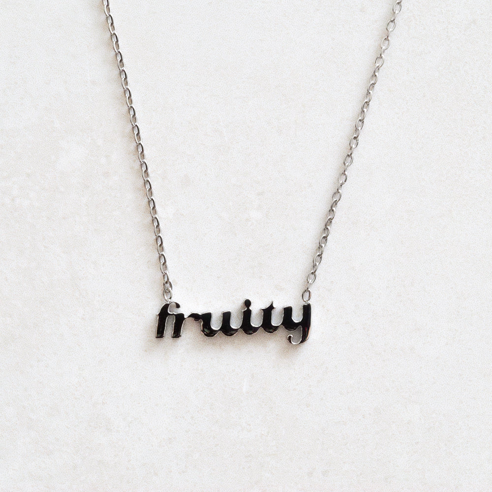 fruity pride LGBTQ queer necklace front on silver