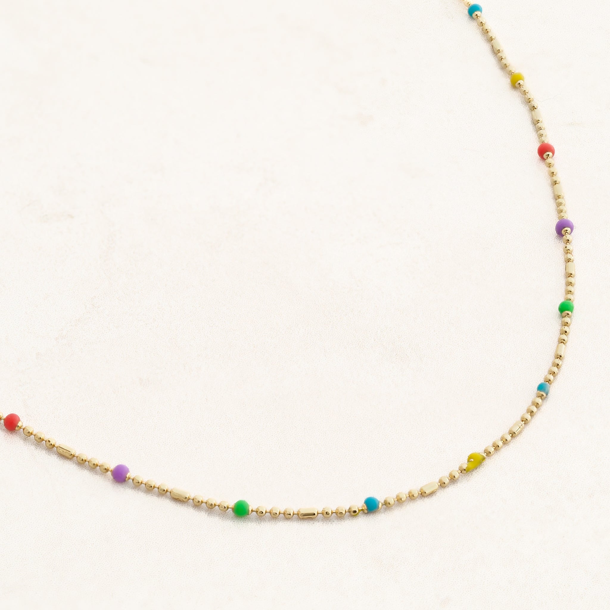 rainbow gold bead necklace pride jewelry, right side