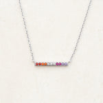 lesbian necklace with colours of lesbian flag in silver