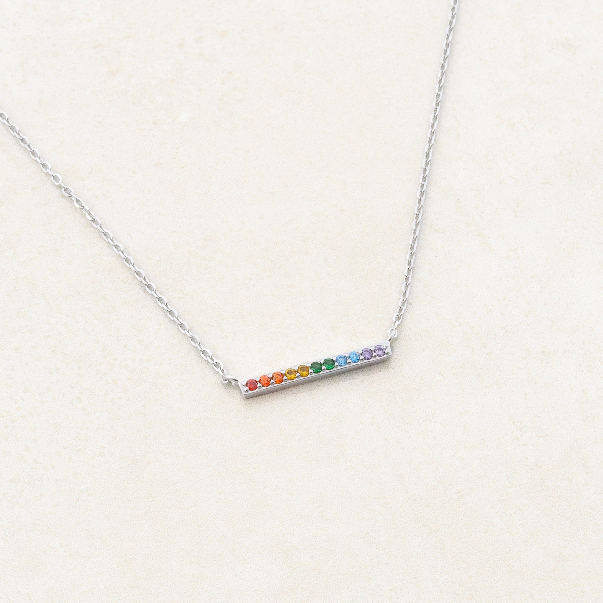 pride flag jewellery set featuring rainbow pride necklace and rainbow pride bracelet perfect as LGBTQI+ gift - necklace