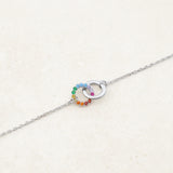 pride flag jewellery set featuring rainbow pride necklace and rainbow pride bracelet perfect as LGBTQI+ gift - bracelet silver