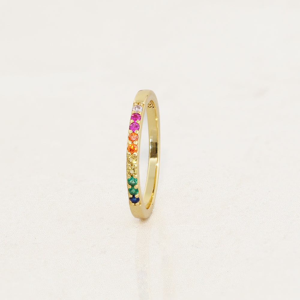 rainbow ring pride ring as part of pride jewellery collection rainbow stacker ring - gold