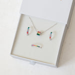 rainbow jewellery gift box pride jewellery gift, pride jewelry and LGBT jewellery gift wide silver